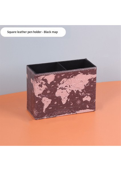 Pu Deri Masa Üstü Düzenleyici Kalem Tutucu Kalem Masa Düzenleyici 5.9x4.3x 2.8 Inç Dünya Haritası Desen Kalem Tutucu Ofis Için (Yurt Dışından) fırsatları