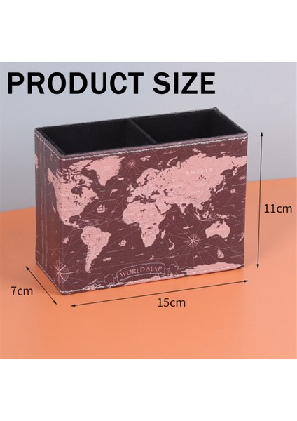 Pu Deri Masa Üstü Düzenleyici Kalem Tutucu Kalem Masa Düzenleyici 5.9x4.3x 2.8 Inç Dünya Haritası Desen Kalem Tutucu Ofis Için (Yurt Dışından) indirimleri