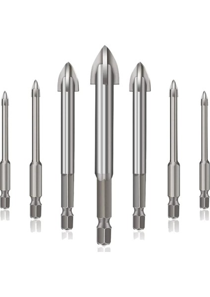 7 Parça Gümüş Verimli Üniversal Alet, Çok Fonksiyonlu Üç Köşeli Matkap Ucu Karbür Uçlu Mızrak Başlığı (3-12 Mm) (Yurt Dışından)
