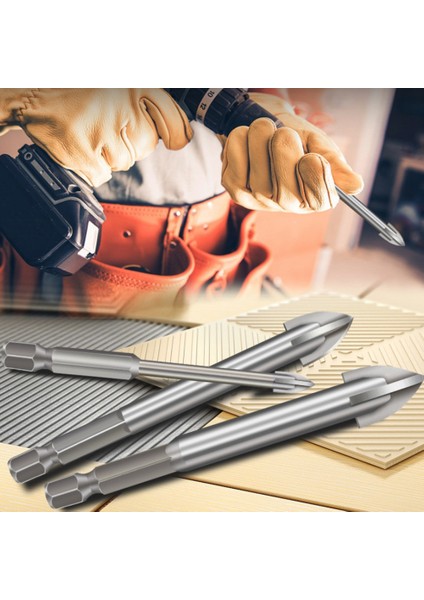 7 Parça Gümüş Verimli Üniversal Alet, Çok Fonksiyonlu Üç Köşeli Matkap Ucu Karbür Uçlu Mızrak Başlığı (3-12 Mm) (Yurt Dışından)