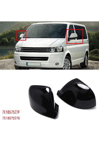 Transporter T5 T5.1 T6 ile Uyumlu Sol Dikiz Aynası Muhafazası Yan Kapı Ayna Kapağı 7E1857527F 7E1857527G Parlak Siyah (Yurt Dışından)