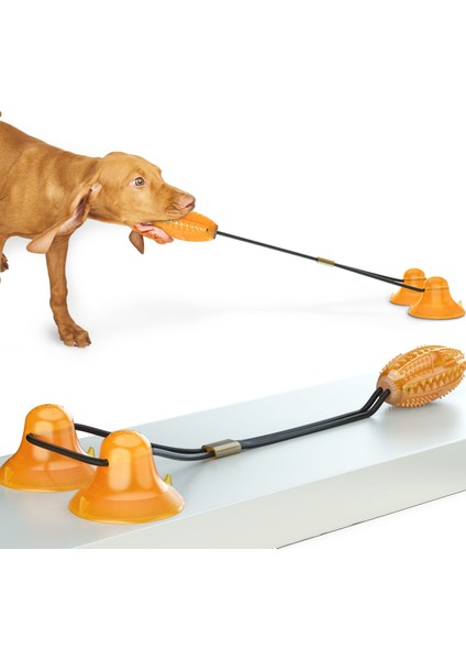 Pet Eğitim Oyuncakları Köpek Halat Topu Çekme Oyuncak Çift Vantuz Çiğneme Römorkör Oyuncaklar ile Uyumlu (Yurt Dışından) fırsatları