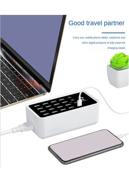 ? Çözüm 120W Tip-C USB Şarj Istasyonu 20 Port Akıllı Telefona Uyumlu, Uk Fişli Evrensel Model Masaüstü USB Şarj Cihazı (Yurt Dışından)