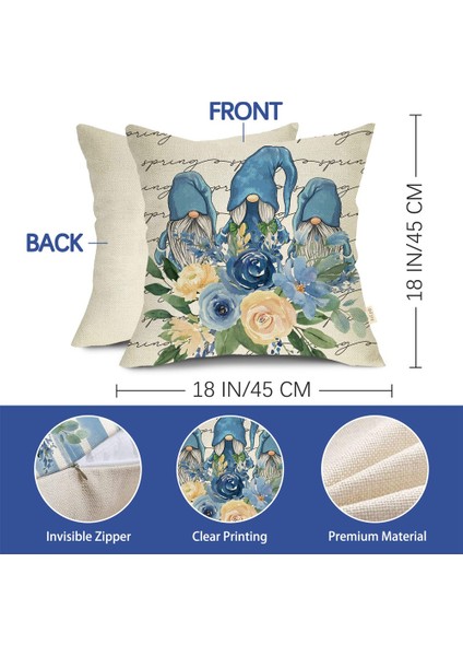 Bahar Yastık Kapakları 18X18 4 Set Çiftlik Evi Atmak Yastıklar Kanepe Kanepe Için Bahar Ev Dekor (Yurt Dışından)