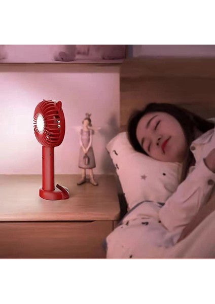 El Elektrikli Fan 3 Hız Değişken Hız Mini Taşınabilir Şarj Edilebilir Masaüstü Gece Lambası Sessiz Fan, Pil-C ile (Yurt Dışından)