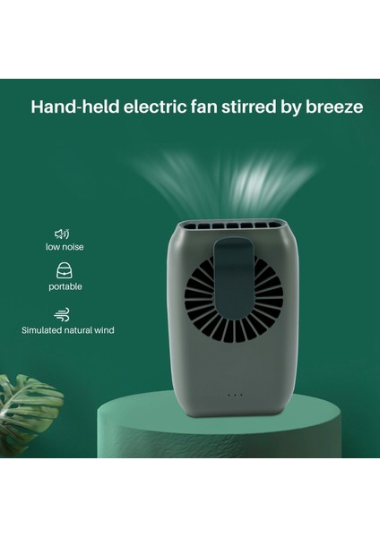 El Tipi USB Fan Soğutucu Taşınabilir Mini 2000MAH Şarj Edilebilir Kullanışlı Küçük Soğutma Yeşil (Yurt Dışından)