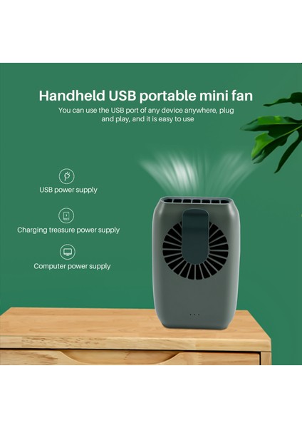 El Tipi USB Fan Soğutucu Taşınabilir Mini 2000MAH Şarj Edilebilir Kullanışlı Küçük Soğutma Yeşil (Yurt Dışından) modelleri