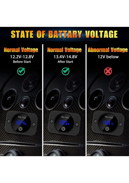 2 Paket LED Dijital Voltmetre, Kontak Anahtarı, Dc 12V 24V Araba Voltmetre LED Dijital Ekran Su Geçirmez Voltmetre Paneli (Yurt Dışından)