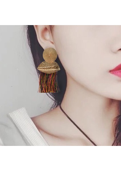 Uzun Küpe Kadınlar Için Damla Dangle Moda Büyük Yuvarlak Küpe Kadın Renk (Yurt Dışından)
