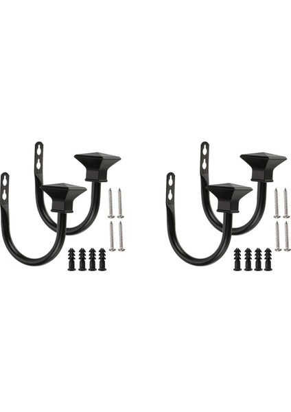 4 Kare Metal Dekoratif Perde Tutucu Seti, Yatak Odası Için Duvara Monte Pencere Perdesi Tieback'leri, Siyah (Yurt Dışından)