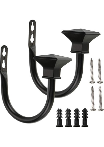 4 Kare Metal Dekoratif Perde Tutucu Seti, Yatak Odası Için Duvara Monte Pencere Perdesi Tieback'leri, Siyah (Yurt Dışından) indirimleri