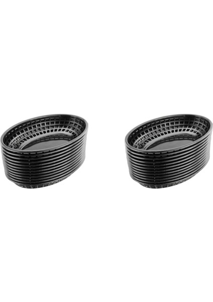24 Adet Plastik Fast Food Sepetleri Oval Servis Tabağı Kahvaltı Yemek Tabakları Patates Kızartması Kek Ekmek Tepsisi Restoran (Yurt Dışından)