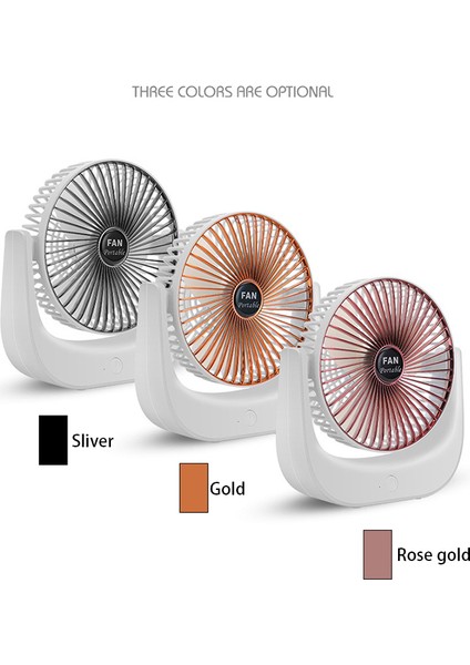 6 Inç Taşınabilir Mini Masaüstü Elektrikli Fan 3 Hız Ayarlanabilir Açı USB Şarj Oldukça Kişisel Fan-Gül Altın (Yurt Dışından)