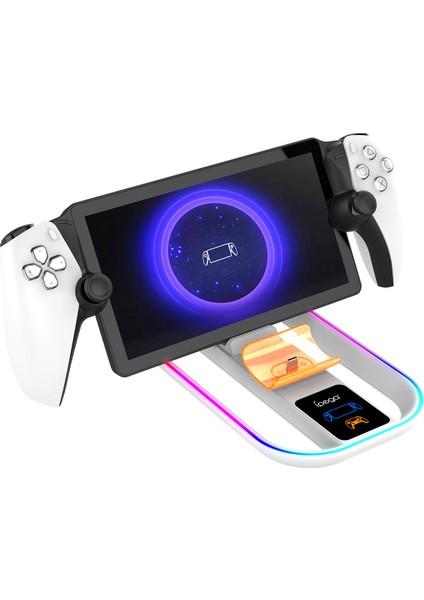 Göz Kamaştırıcı Rgb Işıklara Sahip Portal Streaming El Tipi Şarj Ünitesi ile Uyumlu Gamepad Bağlantı Istasyonu Şarj Cihazı ile Uyumlu (Yurt Dışından)