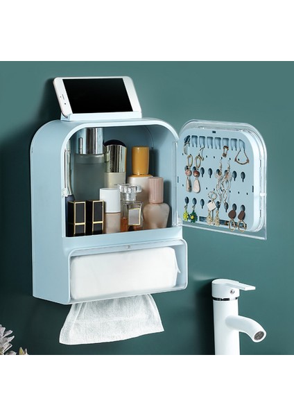 Duvara Monte Makyaj Organizatör Yumruksuz Banyo Doku Saklama Kutusu Toz Geçirmez ve Su Geçirmez Banyo Takı Rafı-B (Yurt Dışından) fiyatları