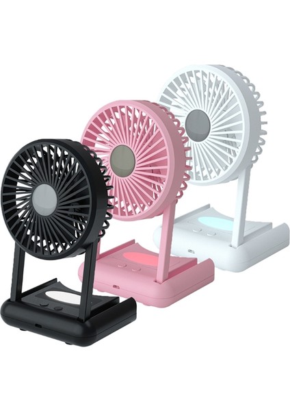 Pille Çalışan Fan, El Küçük Fan Taşınabilir Mini Kişisel Ev Ofis Masası ve Masaüstü Siyah (Yurt Dışından)
