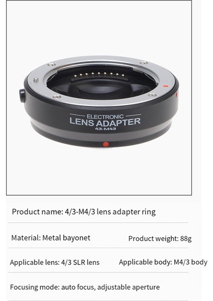 4/3 Ila /3 Kamera Adaptör Halkası Otomatik Odaklama Lens Montajı ile Uyumlu (Yurt Dışından)