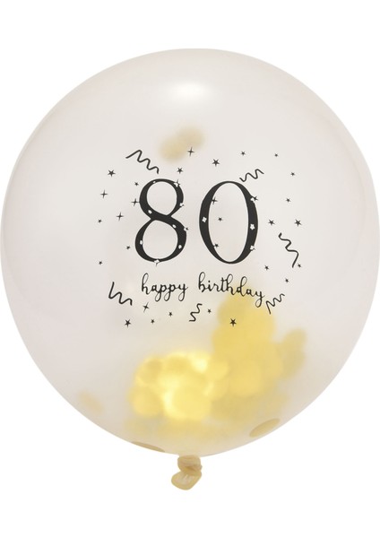 80TH Doğum Günü Balonları 30 Adet, 12 Inç Siyah Altın Balonlar Lateks Konfeti Balonları, 80TH Yıldönümü Partisi Dekor Malzemeleri (Yurt Dışından)