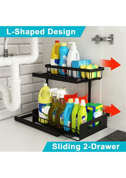 Lavabo Altında Düzenleyici, Dışarıya Çekilebilen Dolap Düzenleyici 2 Katlı Dışarı Kaydırmalı Lavabo Rafı Dolabı Depolama Rafları (Yurt Dışından) fiyatları