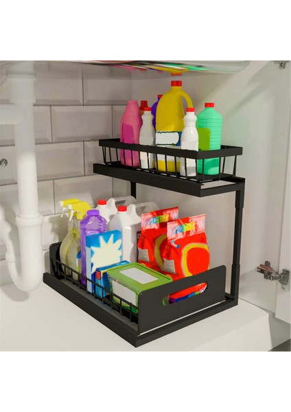 Lavabo Altında Düzenleyici, Dışarıya Çekilebilen Dolap Düzenleyici 2 Katlı Dışarı Kaydırmalı Lavabo Rafı Dolabı Depolama Rafları (Yurt Dışından) modelleri
