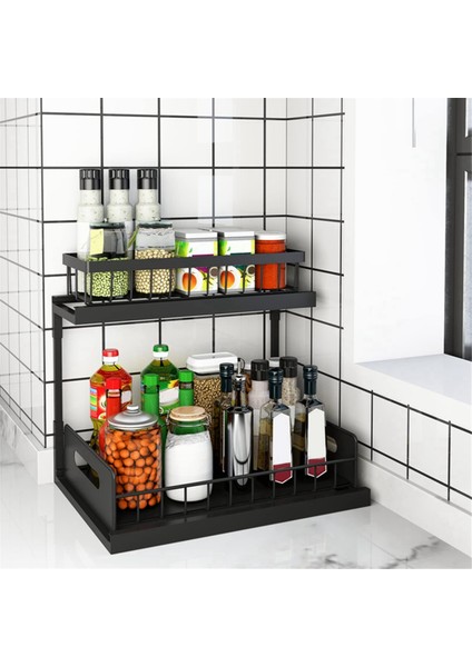 Lavabo Altında Düzenleyici, Dışarıya Çekilebilen Dolap Düzenleyici 2 Katlı Dışarı Kaydırmalı Lavabo Rafı Dolabı Depolama Rafları (Yurt Dışından) indirimleri