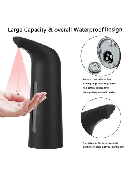 Siyah Otomatik Sabunluk Fotoselli, Mutfak Banyo Için Otomatik Sıvı Sabunluk 400ML (Yurt Dışından)