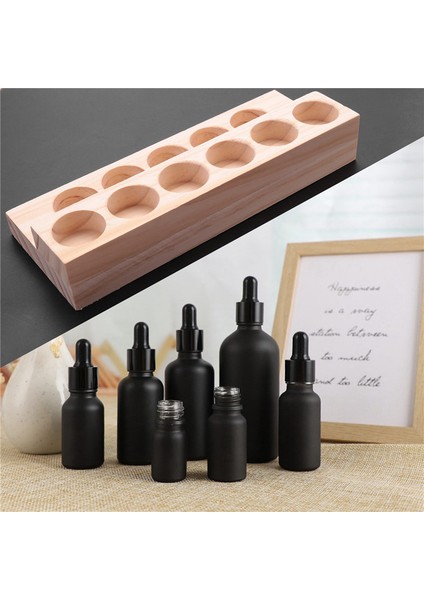 Хранение Продукции,4x 11 Delik Ahşap Esansiyel Yağı Tepsisi El Yapımı Doğal Ahşap Vitrin Gösteri Istasyonu 5-15ML Şişeler Için (Yurt Dışından)