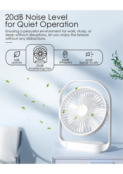 Masa Fanı, Küçük Fan Sessiz, Gece Işıklı Usb, Yatak Odası Için Masa Elektrikli Şarj Edilebilir Masaüstü Ofis-Beyaz (Yurt Dışından) fırsatları