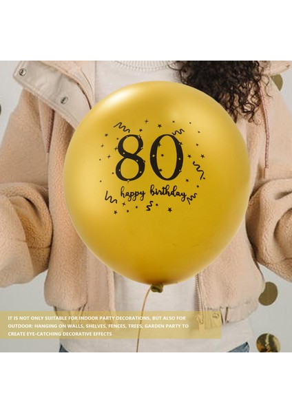80TH Doğum Günü Balonları 30 Adet, 12 Inç Siyah Altın Balonlar Lateks Konfeti Balonları, 80TH Yıldönümü Partisi Dekor Malzemeleri (Yurt Dışından) fiyatları