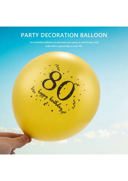 80TH Doğum Günü Balonları 30 Adet, 12 Inç Siyah Altın Balonlar Lateks Konfeti Balonları, 80TH Yıldönümü Partisi Dekor Malzemeleri (Yurt Dışından) fırsatları