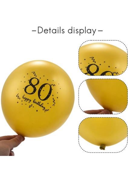 80TH Doğum Günü Balonları 30 Adet, 12 Inç Siyah Altın Balonlar Lateks Konfeti Balonları, 80TH Yıldönümü Partisi Dekor Malzemeleri (Yurt Dışından) indirimleri