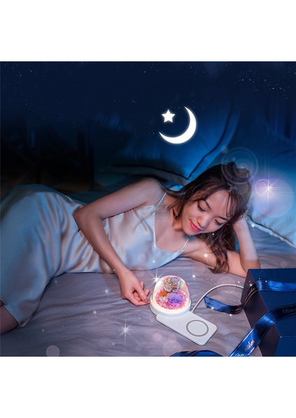 bluetooth Hoparlör ile Kablosuz Şarj Başucu Gece Işıkları Yatak Odası Masa Lambası Atmosfer Masa Gece Lambası Astronot (Yurt Dışından) modelleri