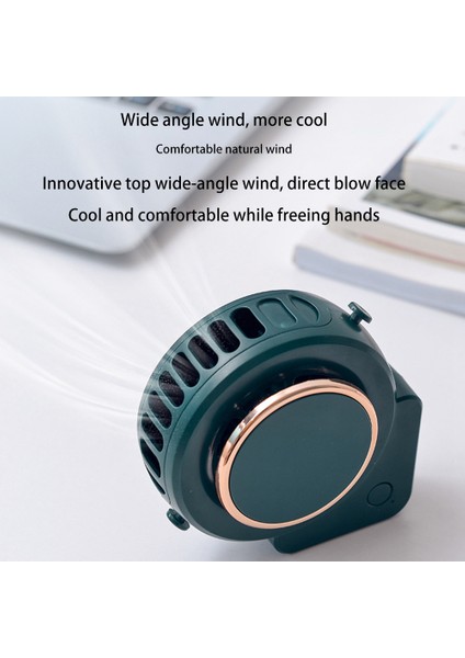 Asılı Bel Fanı USB Şarj Boyun Mini El Çok Fonksiyonlu Taşınabilir Masaüstü Küçük Yeşil (Yurt Dışından)