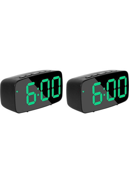 2x Akıllı Dijital Alarmlı Saat Saat Başucu, Yeşil LED Seyahat USB Masa Saati 12/24 H Tarih Sıcaklık Erteleme Yatak Odası Için (Yurt Dışından)