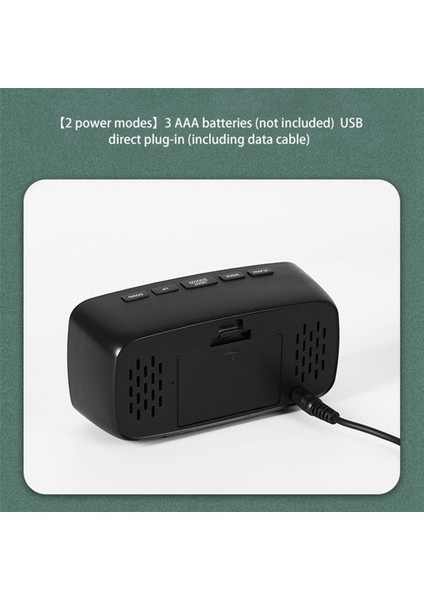 2x Akıllı Dijital Alarmlı Saat Saat Başucu, Yeşil LED Seyahat USB Masa Saati 12/24 H Tarih Sıcaklık Erteleme Yatak Odası Için (Yurt Dışından)