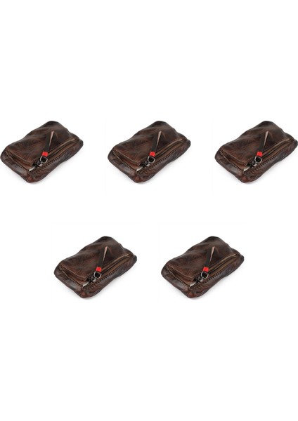 5x Vintage Erkek Hakiki Deri Mini Bozuk Para Cüzdanı Kart Durumda Tutucu Cüzdan Debriyaj Erkek Kısa Fermuar Küçük Değişim Çantası (Yurt Dışından)