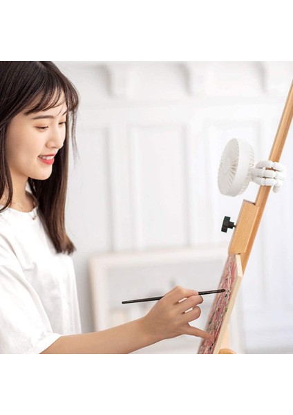 Taşınabilir Fan, 3 Hız USB Şarj Edilebilir 1800 Mah Akülü Klipsli Fan, Oda Arabası Bisiklet Araba Için Esnek Tripod ile B (Yurt Dışından)