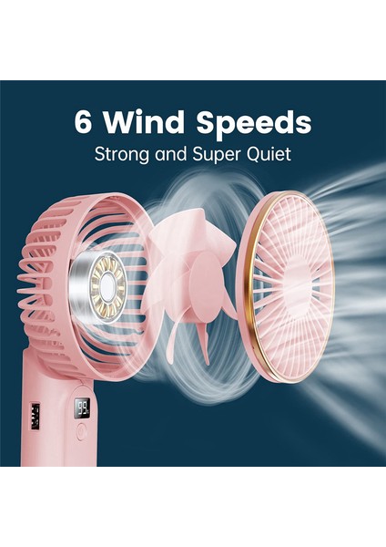 El Fanı, 3600MAH Taşınabilir Fan Mini 6 Hız Ayarlanabilir, Küçük Kişisel Katlanabilir Masa Mavi (Yurt Dışından)