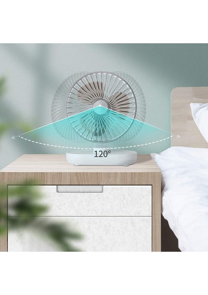Masa Fanı, Otomatik Salınımlı Sessiz Pil Mini USB Şarj Edilebilir Ev, Yatak, Ofis, A Için Çalıştırılır (Yurt Dışından)