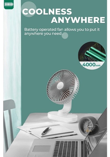Masa Fanı, Otomatik Salınımlı Sessiz Pil Mini USB Şarj Edilebilir Ev, Yatak, Ofis, A Için Çalıştırılır (Yurt Dışından) fırsatları