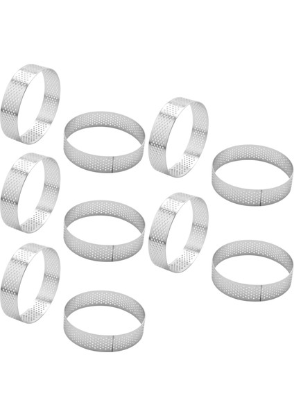 Торт В Форме,30 Adet Dairesel Paslanmaz Çelik Gözenekli Tart Yüzük Alt Kule Pasta Kek Kalıbı Pişirme Delikli Kek Mus Halkası, 8 cm (Yurt Dışından)