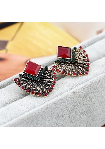 El Yapımı Kristal Boncuklar Geometrik Fan Şekilli Dangle Küpe Kadınlar Için Etnik Damla Taklidi Küpe (Yurt Dışından) fırsatları