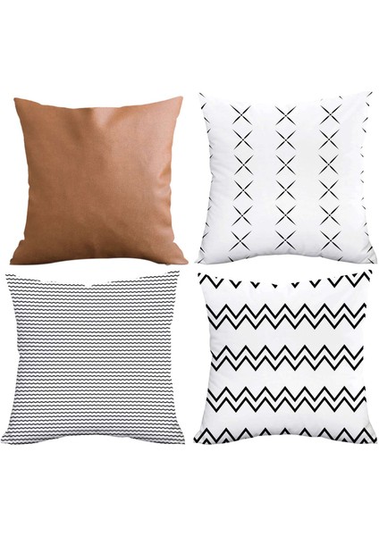 Sadece Kanepe, Kanepe Veya Yatak Takımı Için Yastık Kılıfı Atın 4'lü Modern Tasarım Dalga Geometrik Set (18 Inç x 18 Inç) (Yurt Dışından)