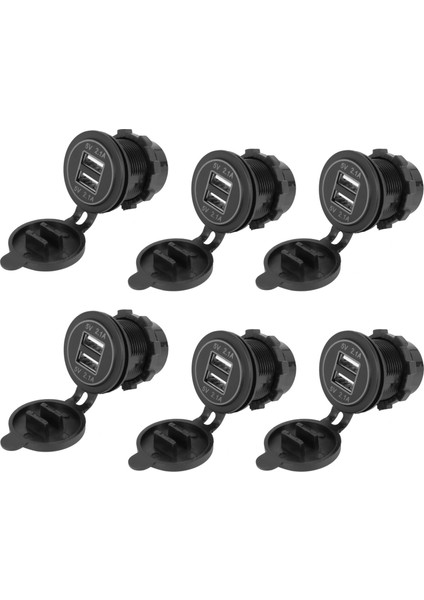 6x 5V 4.2A Çift 2usb Şarj Soketi Adaptörü Güç Çıkışı Için 12V 24V Araba Motosiklet (Mavi) (Yurt Dışından)