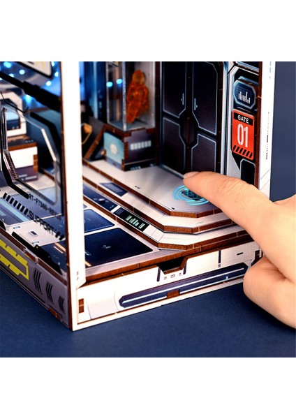 Dıy Kitap Köşesi Seti, Kitaplık Dekoru Için Uzaydan Esinlenen 3D Ahşap Yapboz Kitap Ayağı, Yetişkinler Için Hafif Model Kitleri ile (Yurt Dışından)