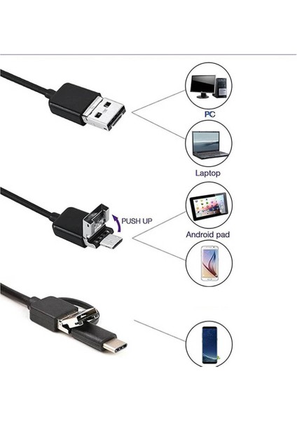 Otg Android Telefon Için USB Endoskop Tip C Borescope 7mm Muayene Yılan Kamera, 3.5m Sert Kablo (Yurt Dışından)
