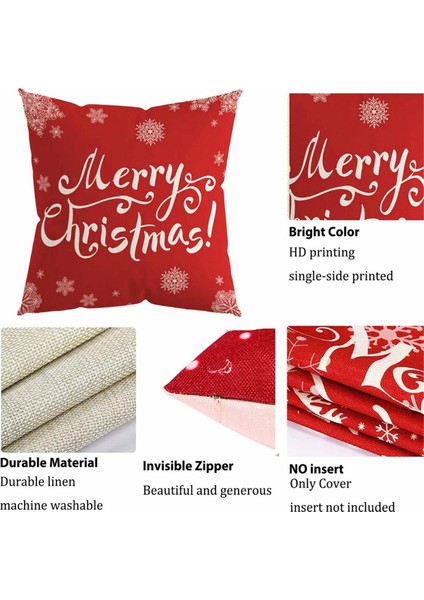 Noel Yastık Kapakları 18X18 Inç Tatil Atmak Yastık Kapakları Kış Merry Christmas Kar Tanesi Yastık Yastık Örtüsü (Yurt Dışından)