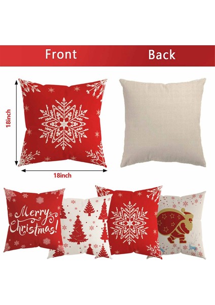 Noel Yastık Kapakları 18X18 Inç Tatil Atmak Yastık Kapakları Kış Merry Christmas Kar Tanesi Yastık Yastık Örtüsü (Yurt Dışından)