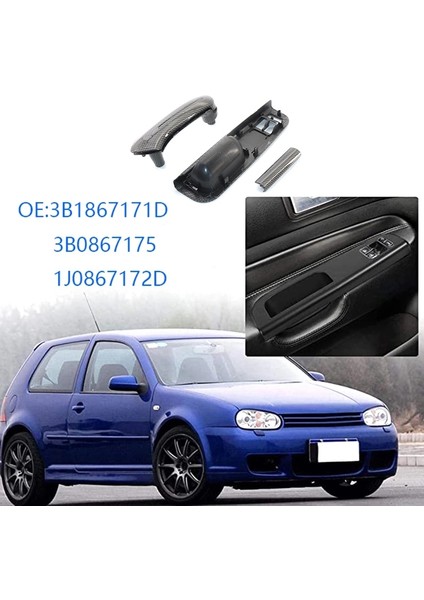 Lhd Pencere Camı Kaldırma Düğmesi Kontrol Panelli Kapı Kulp Kılıfı Golf 2dr 1997-2005 ile Uyumlu Karbon Tarzı 3B1867171D (Yurt Dışından)
