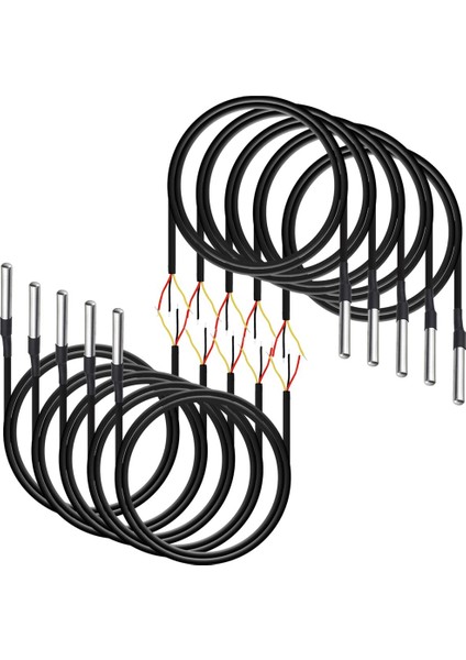 10 Adet Su Geçirmez DS18B20 Sıcaklık Sensörü, Dijital Sıcaklık Termal Kablo Sıcaklığı (-55°c - +125°C) - 1 Metre/3.2ft (Yurt Dışından)